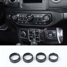 For 2018+ Jeep Wrangler JL JLU Gladiator JT Air Conditioner Headlight Switch Knob Trim Aluminum Alloy 4pcs RT-TCZ