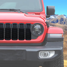 RT-TCZ Upgrade Front Honeycomb Mesh Grille+Front Headlight Cover Inserts Trim For 2024+ Jeep Wrangler JL Accessories