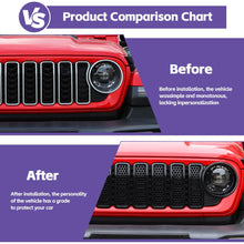 For 2024+ Jeep Wrangler JL/Gladiator JT Upgrade Front Honeycomb Mesh Grille+Front Headlight Cover+Center Mesh Trim Piece Mesh Grille RT-TCZ