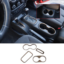 For 2011-2017 Jeep Wrangler JK JKU Front Rear Water Cup Holder & Gear Shift Box & Transfer Case Trim RT-TCZ