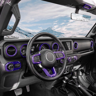 RT-TCZ for 2018+ Jeep Wrangler JL JLU Full Set Interior Decoration Cover Trim Frame Accessories Purple