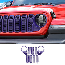 For 2024+ Jeep Wrangler JL/Gladiator JT Upgrade Front Honeycomb Mesh Grille+Front Headlight Cover+Center Mesh Trim Piece Mesh Grille RT-TCZ