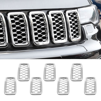 For Jeep Grand Cherokee 2017-2020 Front Grille Insert Mesh Ring Trim Chrome 7pcs/set RT-TCZ
