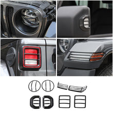 For 2018+ Wrangler JL Headlight Cover/Wheel Eyebrow Light Cover/Reverse Mirror Turn Signal Decoration/Tail Light Cover Black RT-TCZ