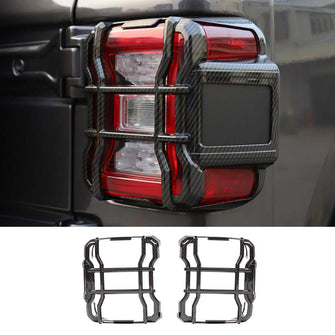 RT-TCZ Taillight Guards Protectors Cover Trim for Jeep Wrangler JL JLU 2018-2020, with Led Tail Light, Carbon Fiber