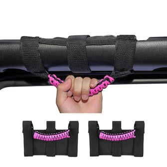 For Jeep Wrangler CJ YJ TJ JK JL & Jeep Gladiator JT Heavy Duty Roll Bar Grab Handles, Pink