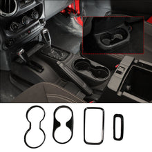 For 2011-2017 Jeep Wrangler JK JKU Front Rear Water Cup Holder & Gear Shift Box & Transfer Case Trim RT-TCZ