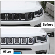 RT-TCZ Front Grille Grill Insert Mesh Cover Trim Bezels Chrome for Jeep Compass 2017-2020