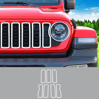 For 2024+ Jeep Wrangler JL & Gladiator JT Front Grille Inserts Guard Middle Mesh Decorative Ring RT-TCZ