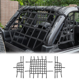 For 2018+ Jeep Wrangler JL 3pcs Roof Hammock Side Cargo Luggage Mesh Rack Net Kit RT-TCZ