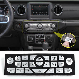 RT-TCZ Center Console Button Decorative Cover Trim for 2018+ Jeep Wrangler JL JLU Accessories