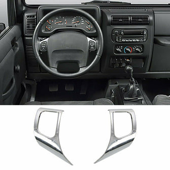 For 1997-2006 Jeep Wrangler TJ Car Steering Wheel Panel Trim Decor Cover RT-TCZ