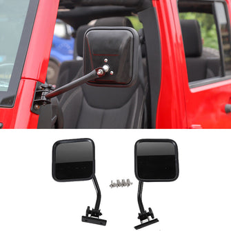 For Jeep Wrangler TJ LJ JK JKU Side Mirrors Quick Release Doors Off Mirrors, Textured Black