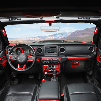 RT-TCZ for 2018+ Jeep Wrangler JL JLU Full Set Interior Decoration Cover Trim Frame Accessories Red